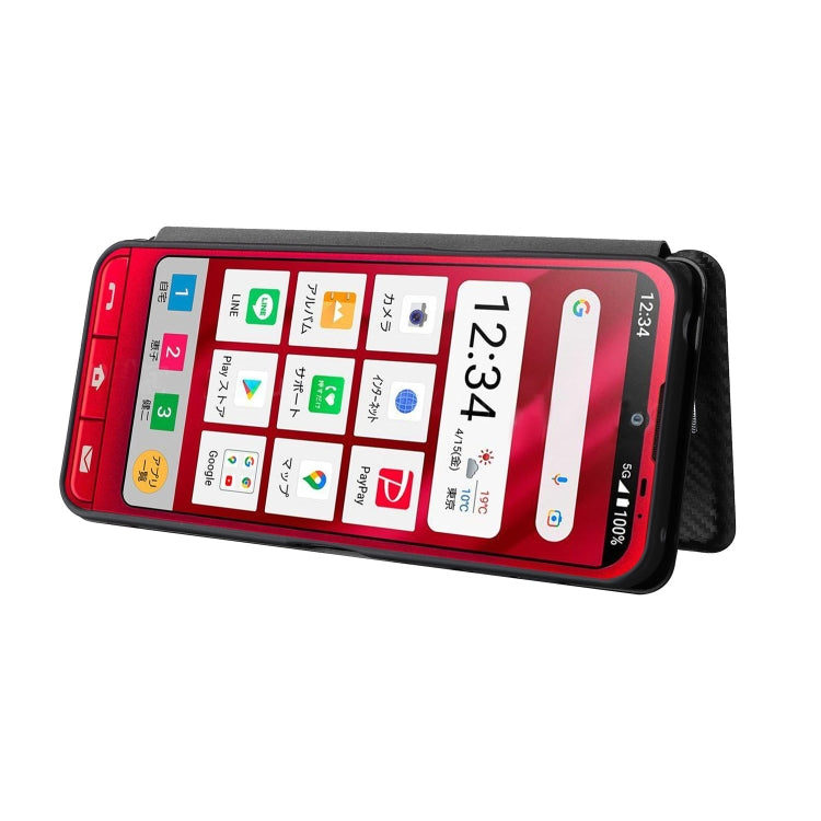 For Sharp Simple Sumaho 6 Carbon Fiber Texture Leather Phone Case