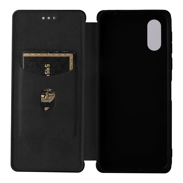 For Sharp Simple Sumaho 6 Carbon Fiber Texture Leather Phone Case