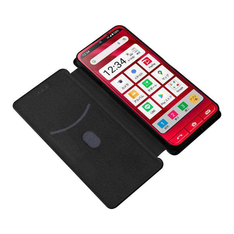 For Sharp Simple Sumaho 6 Carbon Fiber Texture Leather Phone Case