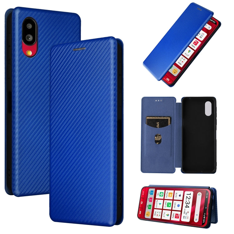 For Sharp Simple Sumaho 6 Carbon Fiber Texture Leather Phone Case