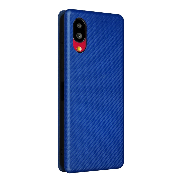 For Sharp Simple Sumaho 6 Carbon Fiber Texture Leather Phone Case