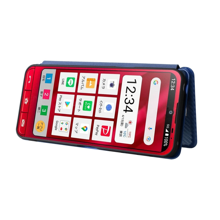 For Sharp Simple Sumaho 6 Carbon Fiber Texture Leather Phone Case
