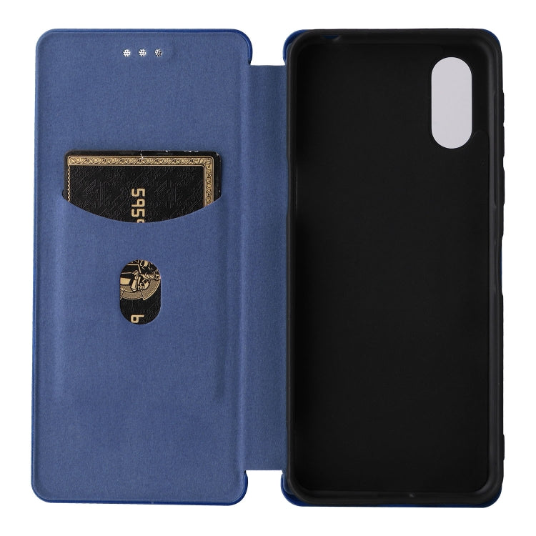 For Sharp Simple Sumaho 6 Carbon Fiber Texture Leather Phone Case
