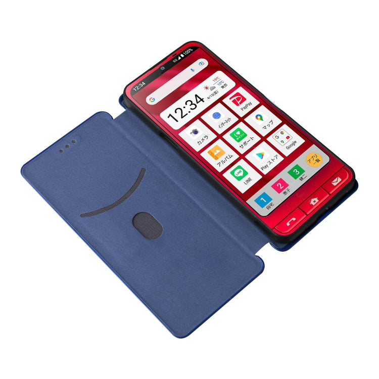 For Sharp Simple Sumaho 6 Carbon Fiber Texture Leather Phone Case