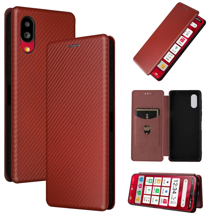 For Sharp Simple Sumaho 6 Carbon Fiber Texture Leather Phone Case
