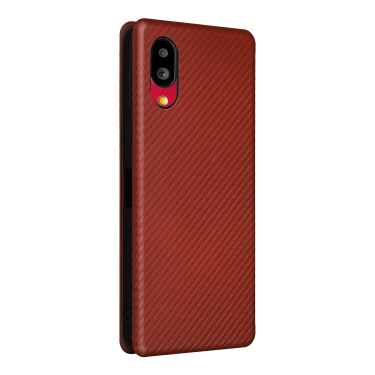 For Sharp Simple Sumaho 6 Carbon Fiber Texture Leather Phone Case