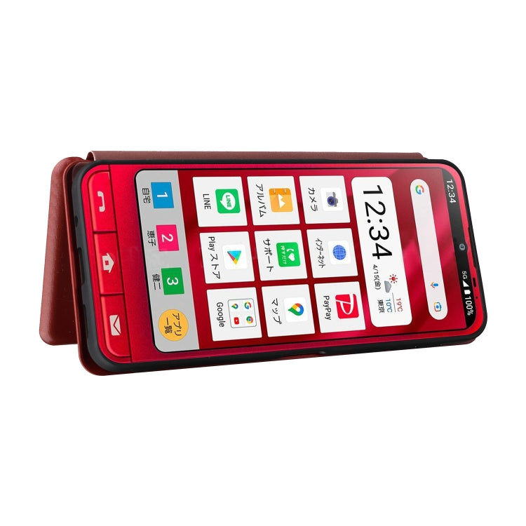 For Sharp Simple Sumaho 6 Carbon Fiber Texture Leather Phone Case