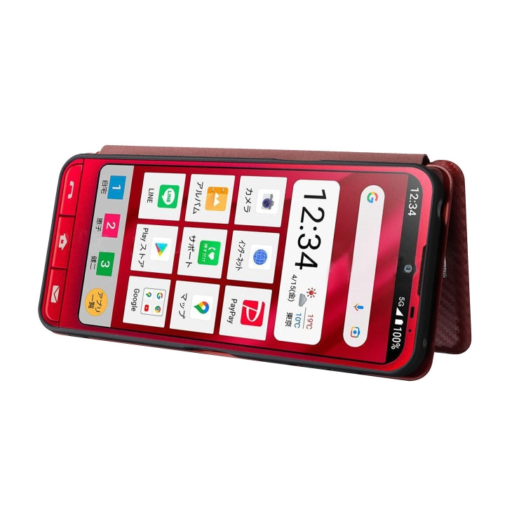 For Sharp Simple Sumaho 6 Carbon Fiber Texture Leather Phone Case