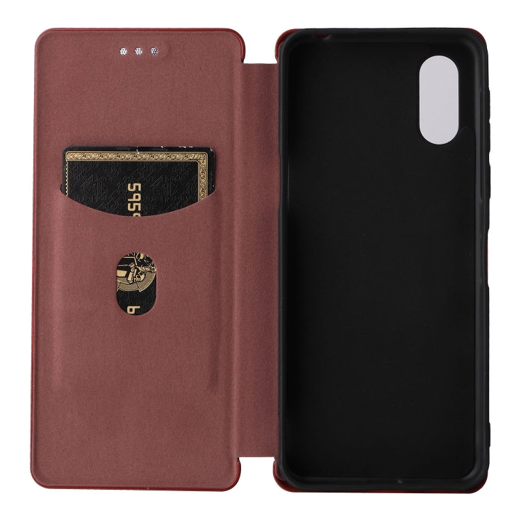 For Sharp Simple Sumaho 6 Carbon Fiber Texture Leather Phone Case