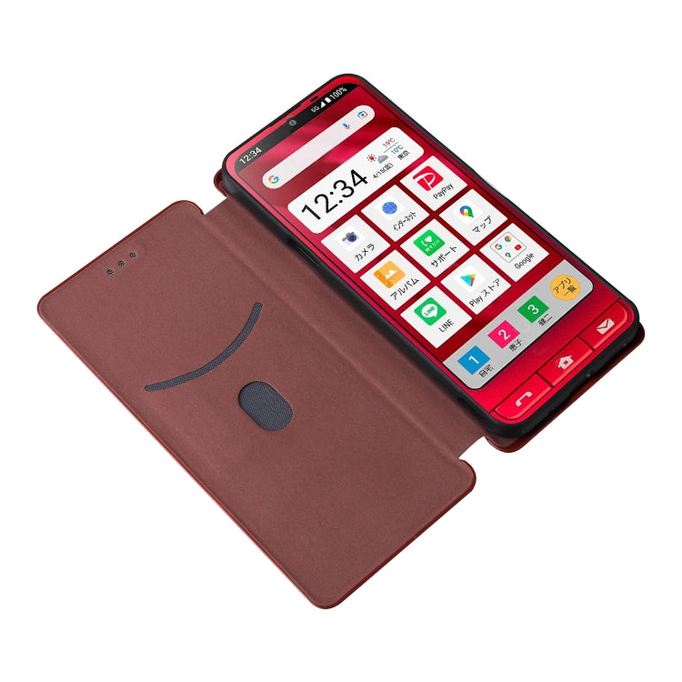 For Sharp Simple Sumaho 6 Carbon Fiber Texture Leather Phone Case