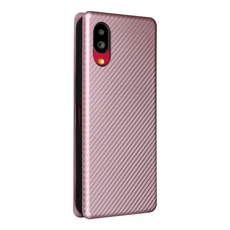 For Sharp Simple Sumaho 6 Carbon Fiber Texture Leather Phone Case
