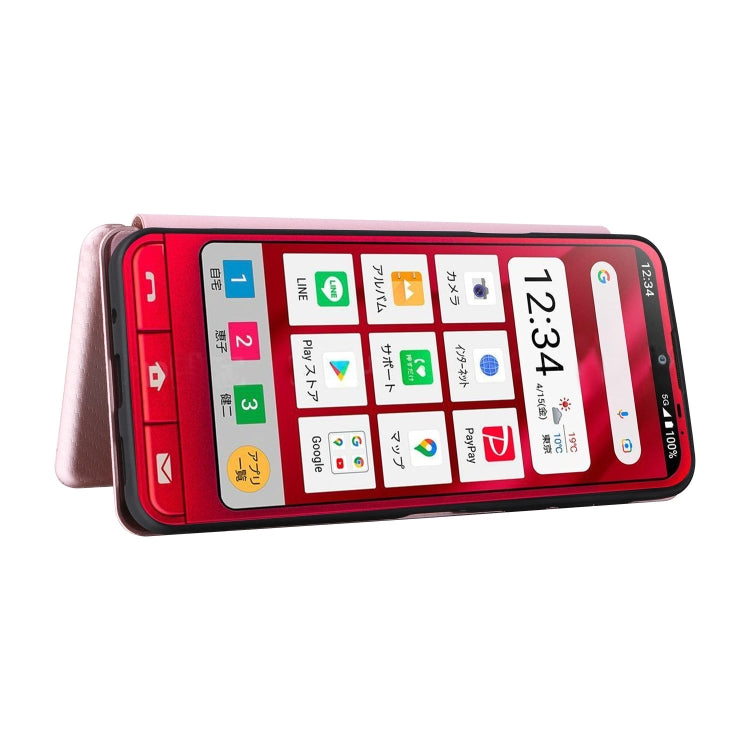 For Sharp Simple Sumaho 6 Carbon Fiber Texture Leather Phone Case