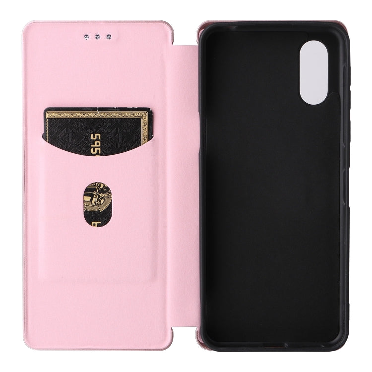 For Sharp Simple Sumaho 6 Carbon Fiber Texture Leather Phone Case