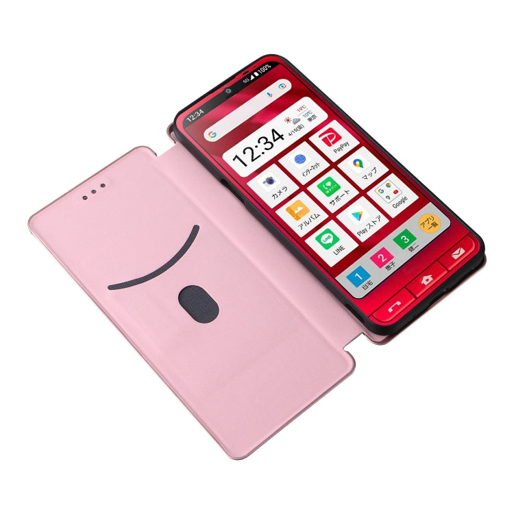 For Sharp Simple Sumaho 6 Carbon Fiber Texture Leather Phone Case