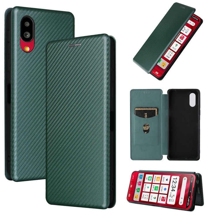 For Sharp Simple Sumaho 6 Carbon Fiber Texture Leather Phone Case