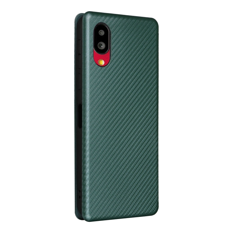 For Sharp Simple Sumaho 6 Carbon Fiber Texture Leather Phone Case