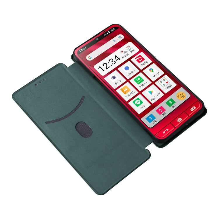 For Sharp Simple Sumaho 6 Carbon Fiber Texture Leather Phone Case