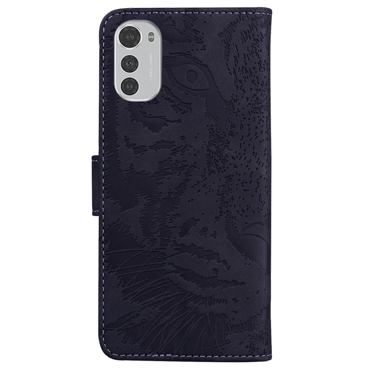 For Motorola Moto E32 Tiger Embossing Pattern Leather Phone Case