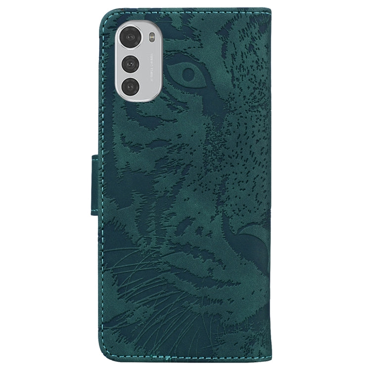For Motorola Moto E32 Tiger Embossing Pattern Leather Phone Case