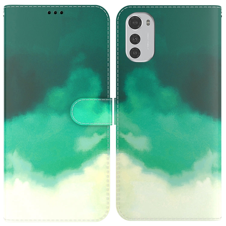 For Motorola Moto E32 Watercolor Pattern Horizontal Flip Leather Phone Case