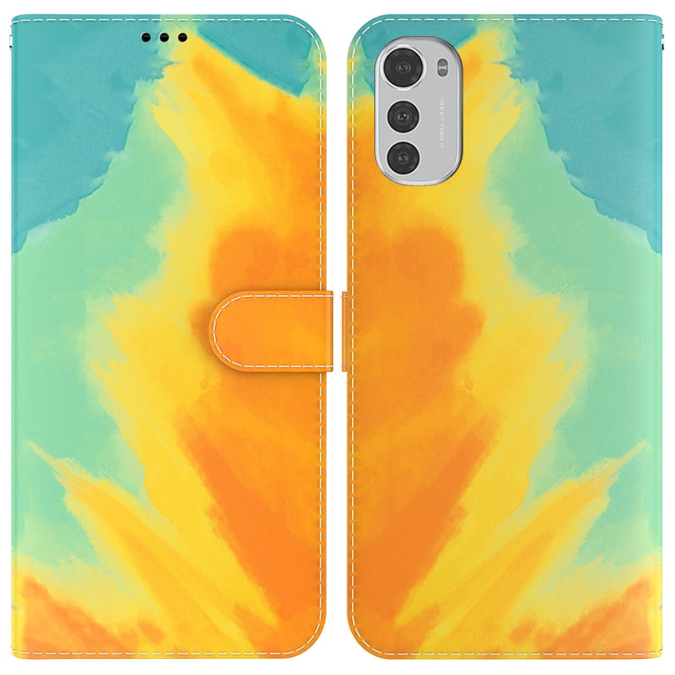For Motorola Moto E32 Watercolor Pattern Horizontal Flip Leather Phone Case