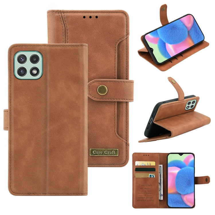 For Samsung Galaxy A22 5G Case Craft Multifunctional Horizontal Flip Leather Phone Case