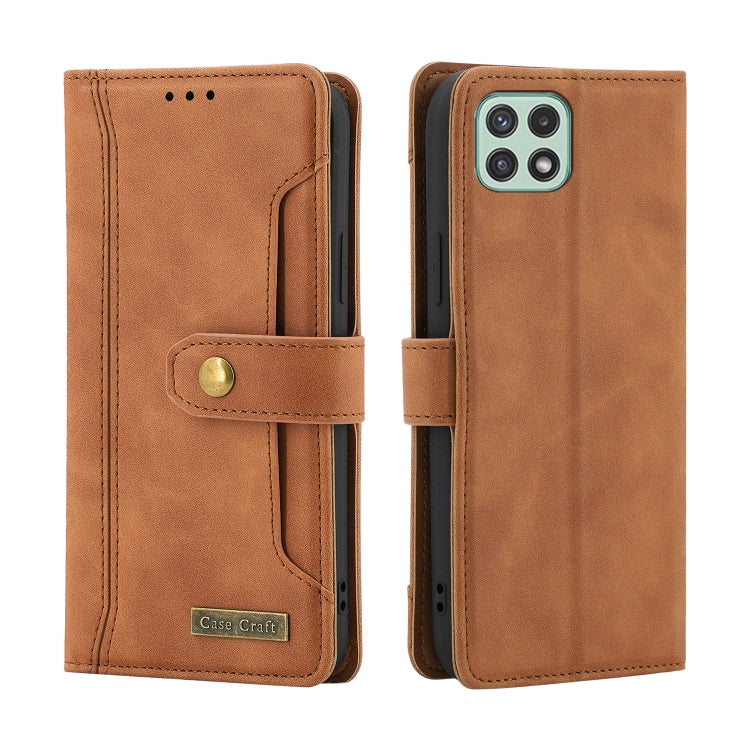 For Samsung Galaxy A22 5G Case Craft Multifunctional Horizontal Flip Leather Phone Case