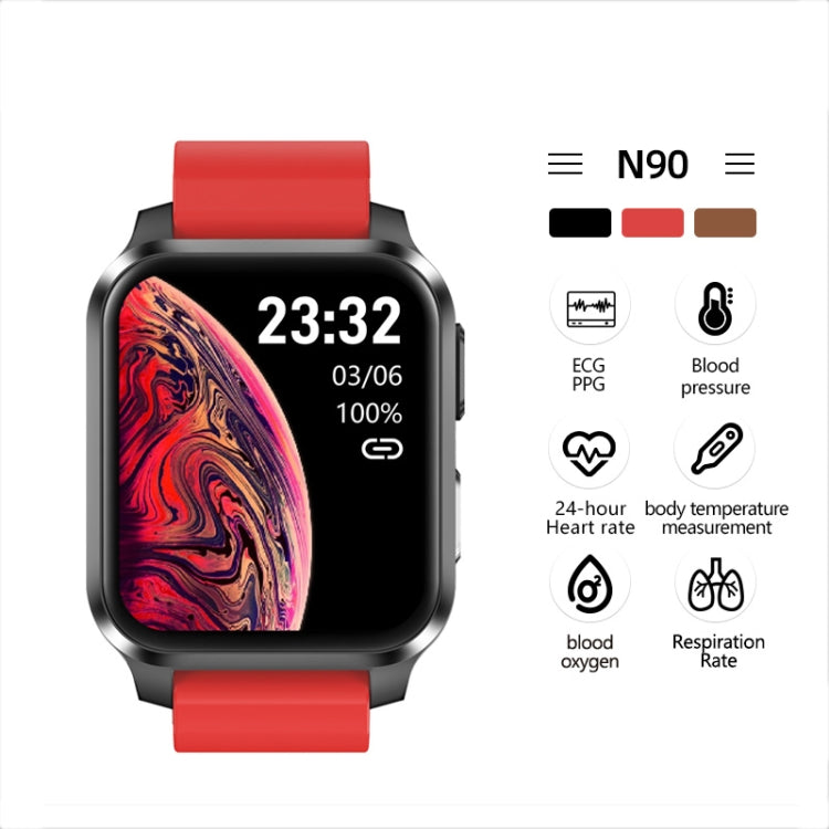NORTH EDGE N90 1.7 inch IPS Screen Smart Watch Support PPG + ECG(Black)