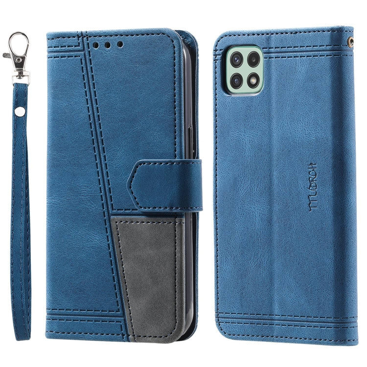 For Samsung Galaxy A22 5G Splicing Leather Phone Case