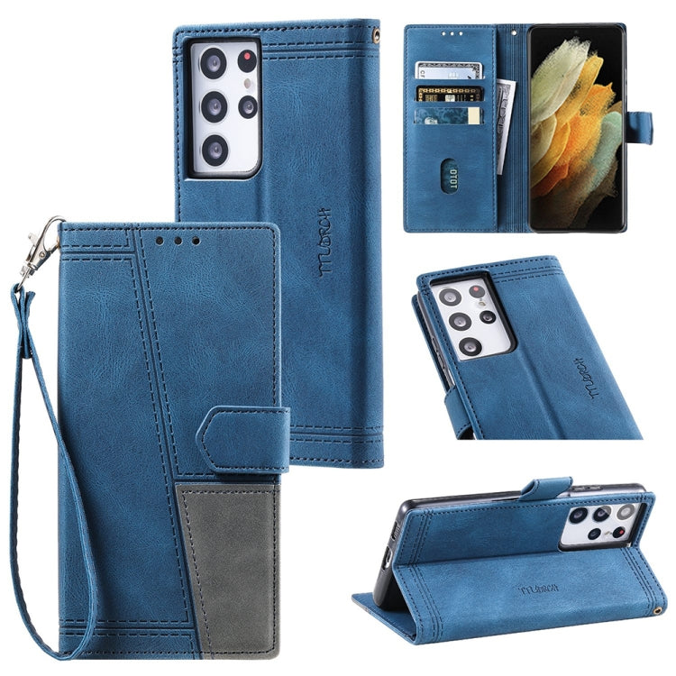 For Samsung Galaxy S21 Ultra 5G Splicing Leather Phone Case