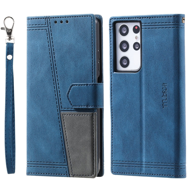 For Samsung Galaxy S21 Ultra 5G Splicing Leather Phone Case