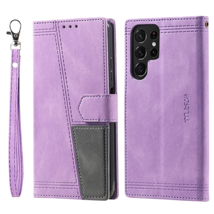 For Samsung Galaxy S22 Ultra 5G Splicing Leather Phone Case