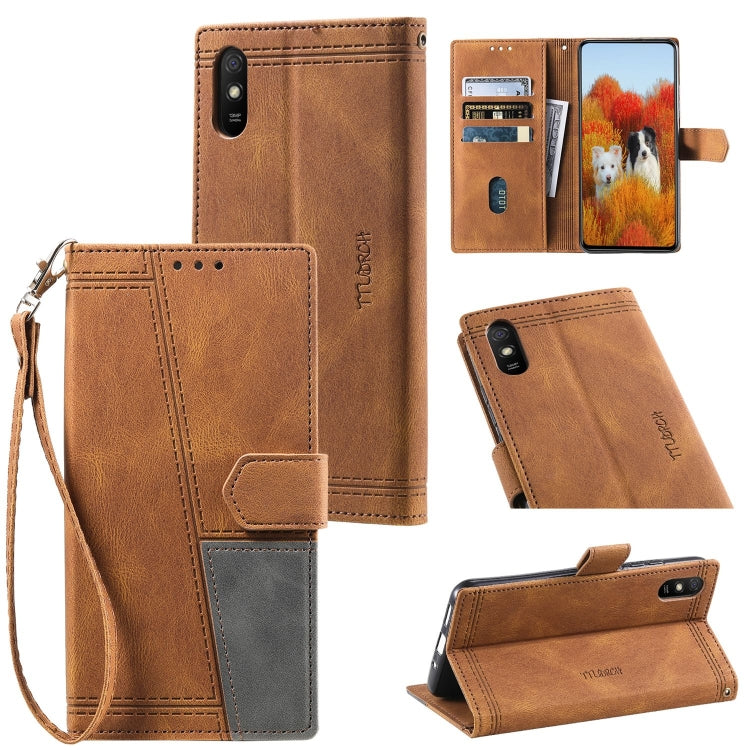 For Xiaomi Redmi 9A Splicing Leather Phone Case