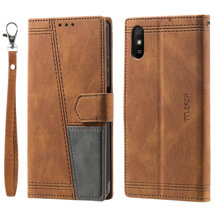 For Xiaomi Redmi 9A Splicing Leather Phone Case