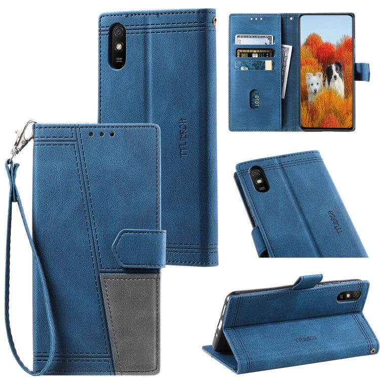 For Xiaomi Redmi 9A Splicing Leather Phone Case