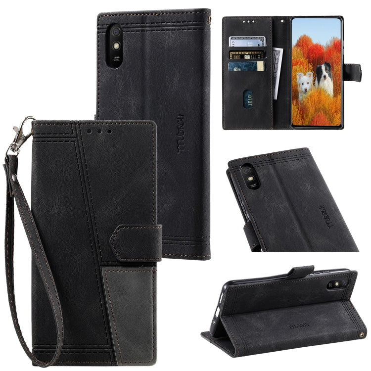 For Xiaomi Redmi 9A Splicing Leather Phone Case