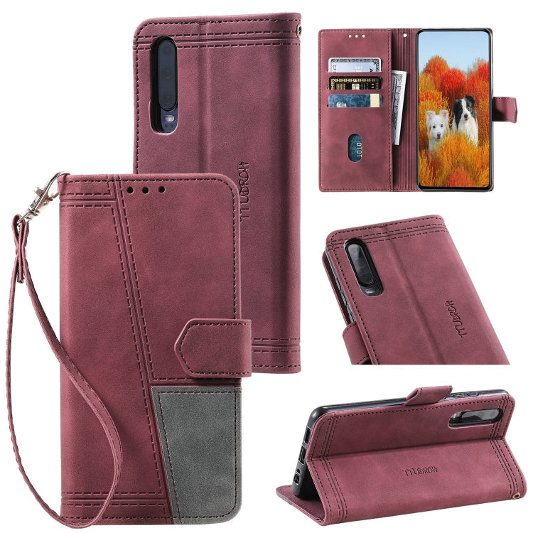 For Huawei P30 Splicing Leather Phone Case