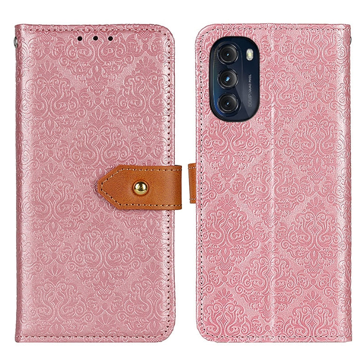 For Motorola Moto G 5G 2022 European Floral Embossed Flip Leather Phone Case