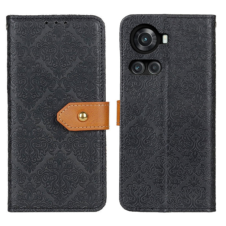 For OnePlus ACE/10R European Floral Embossed Flip Leather Phone Case