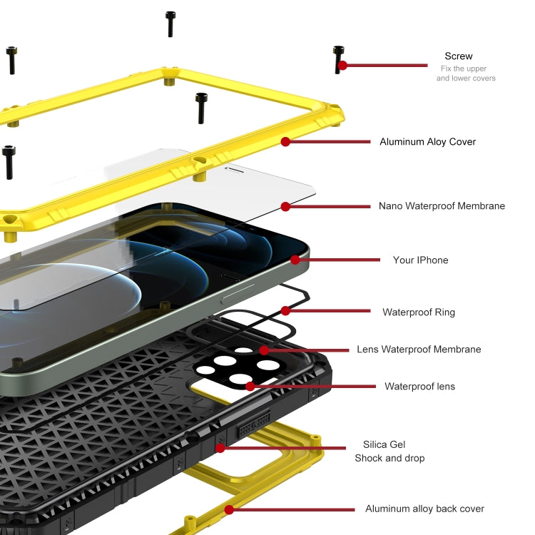 For iPhone 12 Pro Max Metal + Silicone Phone Case with Screen Protector