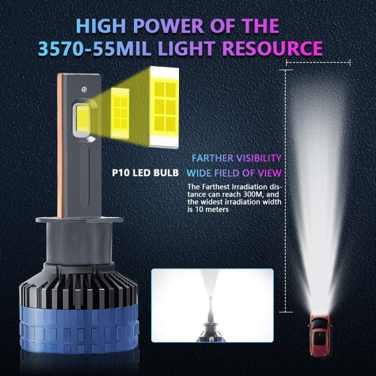 P10 1 Pair H1 6000K / 6000LM / 55W / DC10-32V IP68 Waterproof Car LED Headlight