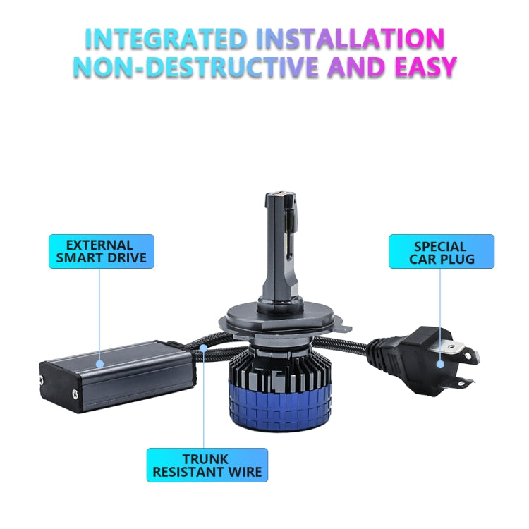 P10 1 Pair H4 6000K / 6000LM / 55W / DC10-32V IP68 Waterproof Car LED Headlight