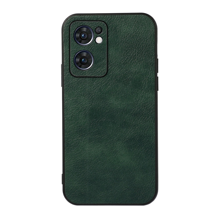 For OPPO Reno7 5G International Accurate Hole Two-color Litchi Texture PU Phone Case