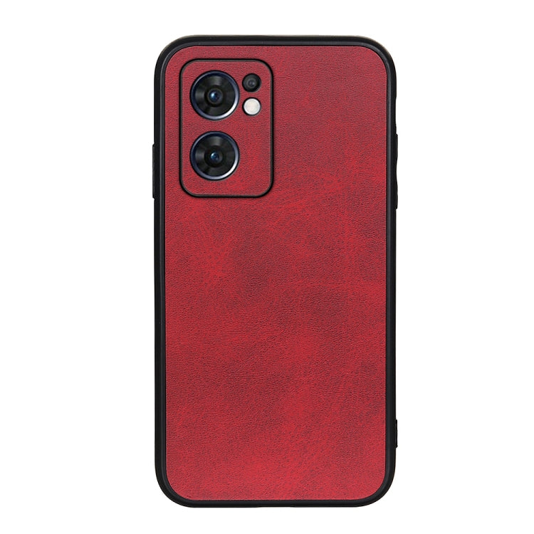 For OPPO Reno7 5G International Accurate Hole Two-color Calf Texture PU Phone Case