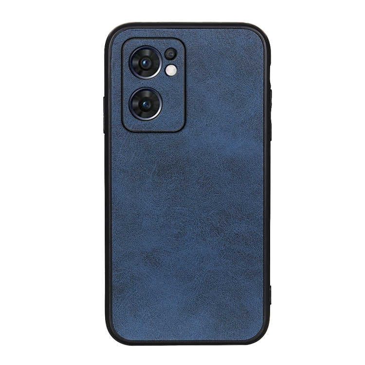 For OPPO Reno7 5G International Accurate Hole Two-color Calf Texture PU Phone Case