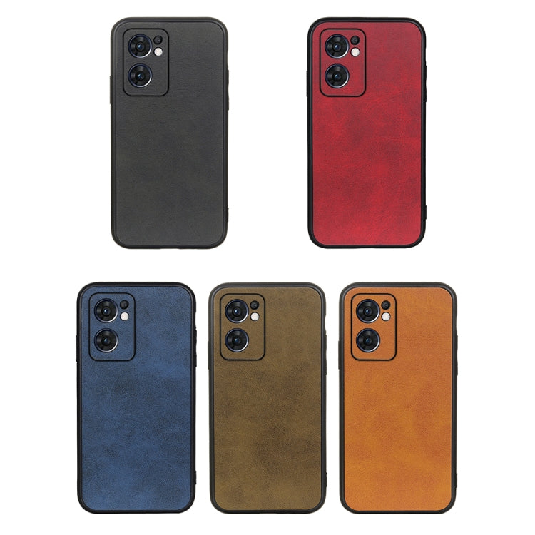 For OPPO Reno7 5G International Accurate Hole Two-color Calf Texture PU Phone Case