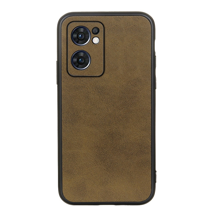 For OPPO Reno7 5G International Accurate Hole Two-color Calf Texture PU Phone Case