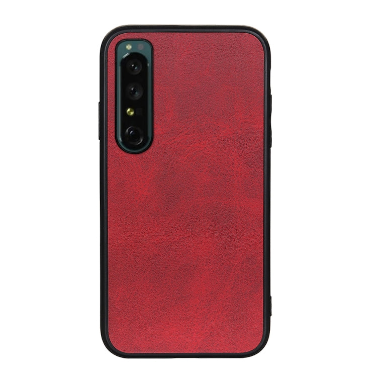 For Sony Xperia 1 IV Accurate Hole Two-color Calf Texture PU Phone Case