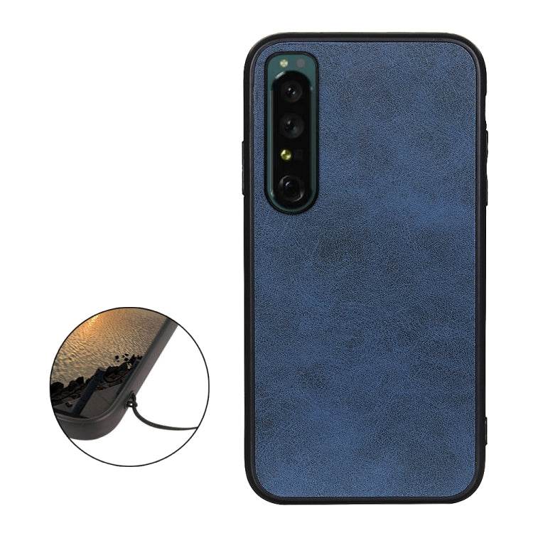 For Sony Xperia 1 IV Accurate Hole Two-color Calf Texture PU Phone Case