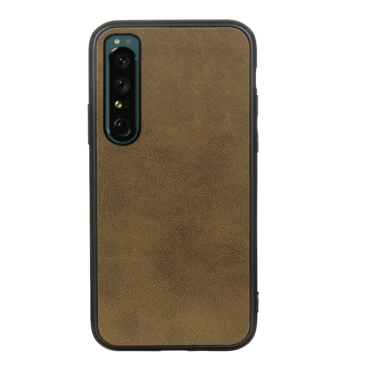 For Sony Xperia 1 IV Accurate Hole Two-color Calf Texture PU Phone Case